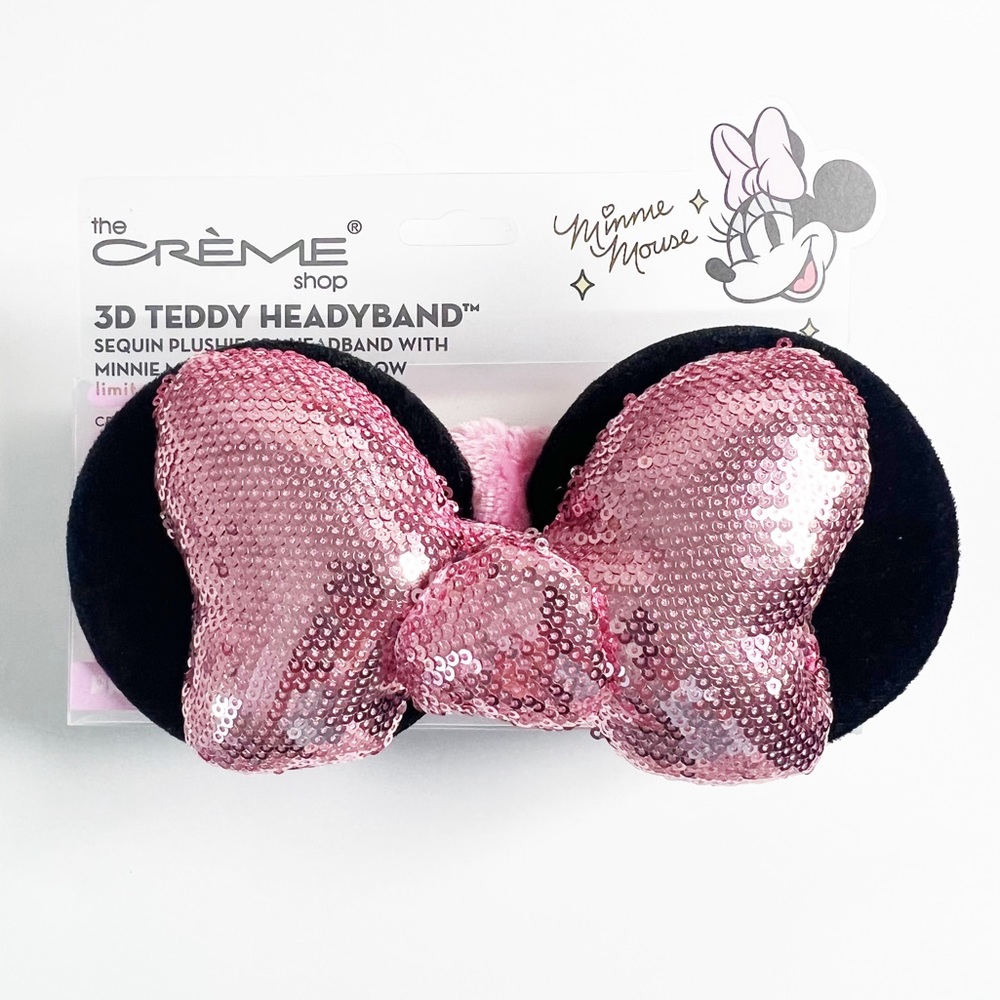 The Creme Shop x Minnie Mouse 3D Teddy Headband Sequin Plushie with Bow